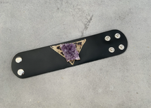 Load image into Gallery viewer, Amethyst Cuff Leather Cuff