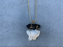Load image into Gallery viewer, GEO Black Tourmaline + Crystal Cluster Necklace